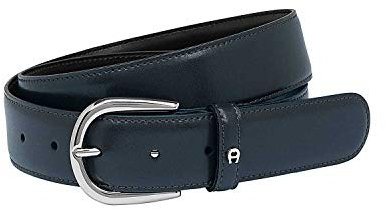 Aigner Gürtel Basic mit S-Schließe silber 126371 blau-90 cm
