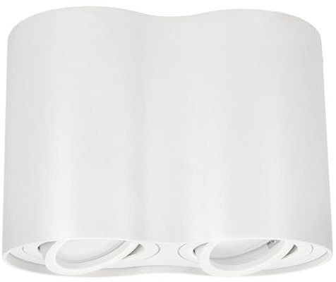 EDO Aufbauspot Weiß Rund SKAND 2 - Doppelter Schwenkbarer Deckenstrahler GU10 Fassung - Moderne Aluminium Aufputz Spotlampe - Aufbaustrahler für Wohnzimmer, Küche, Flur, Büro, Schlafzimmer