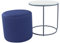 i-flair Nachttisch Beistelltisch mit Hocker Jasper runder Couchtisch und Pouf 40x40 cm N4 Weiß - Grau - Navy