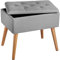 tectake® Hocker mit Stauraum, Sitzhocker mit Stauraum, Aufbewahrungsbox mit Deckel, Fußhocker in Leinenoptik, Hocker Holz Beine, als Sitzbank Flur, im Wohnzimmer oder Schlafzimmer - hellgrau