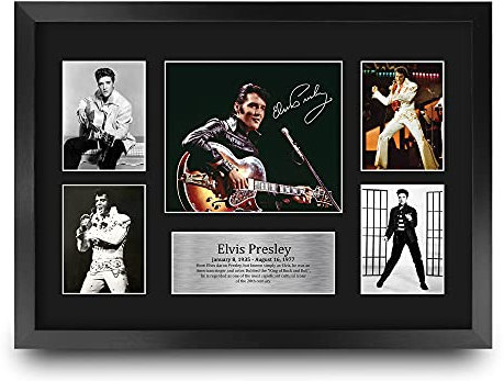 HWC Trading FR A3 Elvis Presley Musician The King Geschenke Gedruckt Signiert Autogramm Bild Für Musik Erinnerungsstücke Fans - A3 Framed