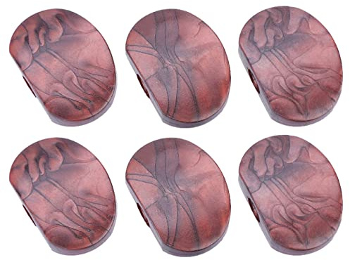 6 PCS Tuner Buttons Guitar Machine Head Semicircle Tuning Peg Knobs Replacement with Ferrule and Screw(Oval brown agate)