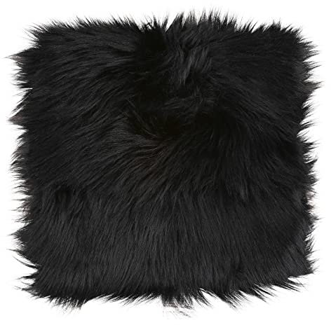 Sibba Tapis en Fausse Fourrure pour Chaise Protection de 30,5 cm Mini Carré Coussin Moelleux Doux et pour Salon Chambre à Coucher Canapé Décoration D'ongles Photographie Casier Noir