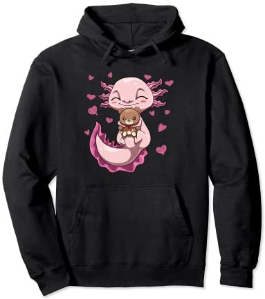 Niedlicher Axolotl mit Kuscheltier Pullover Hoodie