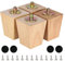 CtopoGo Lot de 4 Pieds de Meuble carrés en Bois Massif avec boulons pré-percés, vis et Coussinets en Caoutchouc. (3/ 8cm, Naturel)