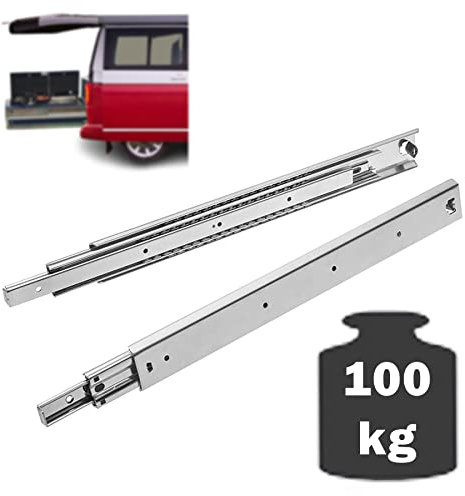BRESKO 1 Paar (2 Stück) Schwerlastauszug 30 – 100 cm 100 kg Traglast Schwerlastschiene Schubladenschiene Vollauszug Schwerlast Kugelführung (900 mm)