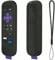 USTIYA Control Remoto Case for Roku TV Ultra 2022 /Voice Remote Pro/Streaming Stick 4K+/Streambar Pro Funda Remote Solar Charging,Silicone Protective Cover,Hanging Rope (Black)