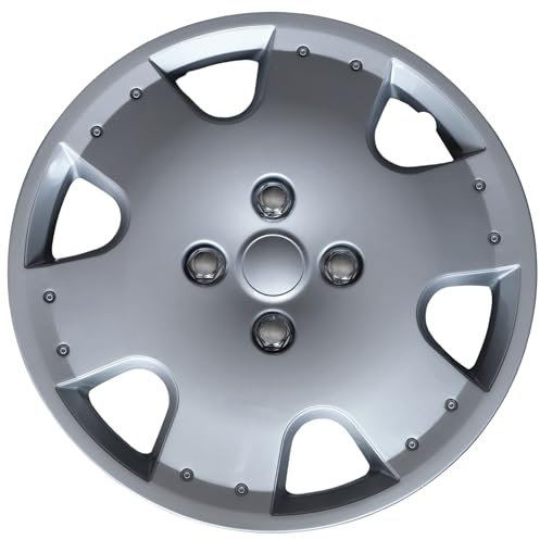 AUTOZOCO Tapacubos universales, Juego de 4 Tapacubos, Aptos para Coche, Furgoneta, ABS Resistente a Fuertes Impactos, con Anillo sujeción Ajustable (Mallorca, 14 Pulgadas)