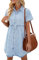 Vetinee Cotton Dresses Knee Length Dresses UK Shirred Dress Women Casual Dresses Y2K Dress Cute Summer Dresses Roadknight Blue Size X-Large Fits UK Size 20 - UK Size 22