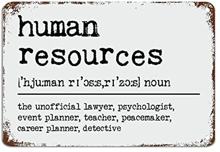 Human Resources Definition Typografie Metallschild Human Resources Definition Aluminium Metallschild Vintage Metall Wandschild Rustikale Wandkunst für Schlafzimmer Wohnzimmer Veranda 20,3 x 30,5 cm