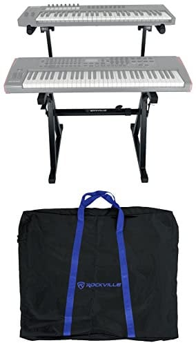 Rockville Z55 Z-Style 2-Tier Keyboard Stand+Travel Bag Adjustable Height + Width,Black