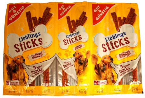 Gut & Günstig Lieblings Sticks Hundeleckerli mit Geflügel, 25er Pack (25 x 88g)