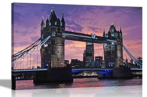 Leinwanddruck London Tower Bridge at Duck, gerahmtes Poster, Leinwand Bilder Wandbild, Stadtbilder, Zuhause, Büro, Wohnzimmer, Kunstwerk, moderne Wandkunst, Dekoration, 60 x 40 cm, A2