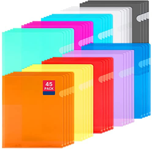 45 Stück Aktenhülle Dokumentenordner A4,10 Farben Aktenhülle A4,Dokumententaschen A4 Kumententaschen für die Aufbewahrung von Papier,Bunt Dokumenten Mappen Ordner für das Büro der Schule