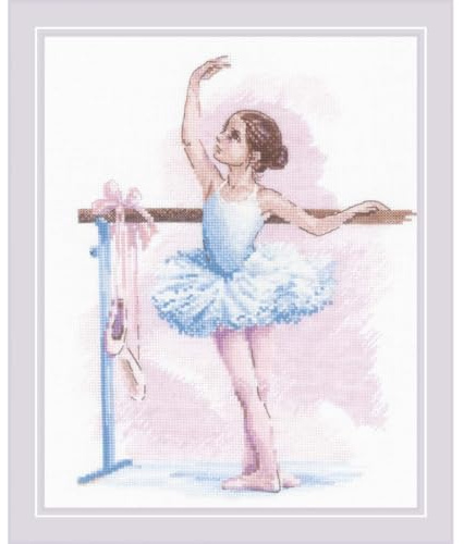 Riolis Kreuzstich Set Ballett, Zählmuster, 24x30cm | Zweigart-Aida-Stoff, 14 Karat, 12 Wolle/Acrylfarben, mittlere Stufe, Diagramm und Nadel enthalten, Stickerei-Geschenkset