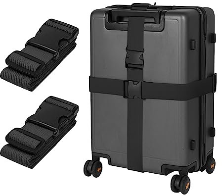 Lot de 2 sangles de valise réglables 195 cm Noir