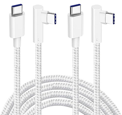 Cable USB C a USB C 90 Grado 2Pack 1.8M para Móvil Samsung Galaxy S25/S25 Plus/S25 Ultra/S24 Ultra/S23 FE/S22 S21 A55 5G A25 A35 A16 A54 iPhone 15/16 Pro/15 Pro Max,60W Cargador Tipo C Carga Rápida