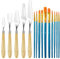 15 Pièces Kit Couteaux Peinture,Couteau Peinture Huile Acier Inoxydable Spatule Peinture avec Pinceaux Peinture pour Acrylique,Peinture à l'Huile,Aquarelle,Manche en Bois