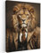 MuchoWow© Impression sur Toile Decoration Murale Peinture 50x70 cm Tableaux Decoratifs Muraux Déco Chambre Tableau Salon Vintage - Lion - Costume - Animaux - Foncé