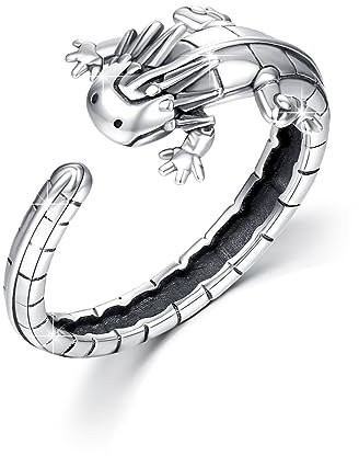 Axolotl Ring 925 Sterling Silber Verstellbar Süßer Tierring Axolotl Offener Ring Salamander Schmuck Geschenk Für Mädchen Jungen 8#