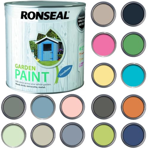 Q&H 2.5L Garden Paint - Super Coverage Long Lasting Matt Finish - Waterproof & Weatherproof Paint Tin - Quick Dry Water Based Paints for Sheds, Benches, Metal, Brickwork, Terracotta Pots (Cornflower)