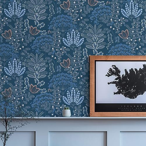 Livingwalls Famous Garden 393494 Papier peint intissé Bleu/blanc/gris/orange 10,05 m x 0,53 m Fabriqué en Allemagne