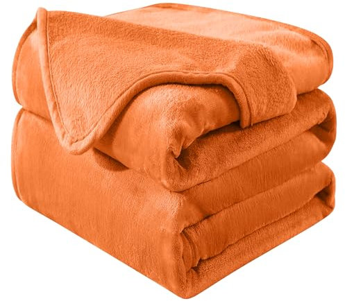 HOZY Kuscheldecke Flauschig Decke Fleecedecke - Kuscheldecke 230x270cm, Orange, Fleecedecke Sofa Decken,Warm Wohndecke Couchdecke Hundedecke Sofadecke flauschig, Sofa überwurfdecke