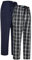 GLOBAL Herren Pyjamahose aus Baumwolle Schlafanzughose 2er-Pack Karierte Hosen Gewebte Elastische Schlafhose mit Kordelzug,Blau,Kariert&Schwarz,Kariert 2,L