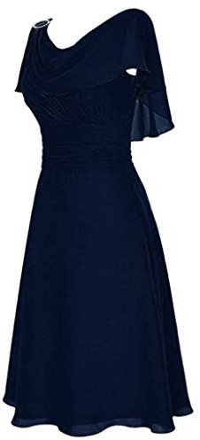 robe femme chic et elegant ete pour cérémonie mi longue robe demoiselle d'honneur femme grande taille epaule denudee robe de soiree cocktail femme mariage invitée bal de promo (Dark Blue, XL)