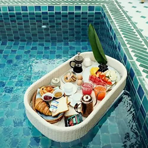 LULUMAIC Schwimmender Tisch für Pool, schwimmendes Essenstablett für Pool, vielseitiger schwimmender Tabletttisch und Bar für Getränke, Salat, Snacks, Obstservieren, Strand und Spa