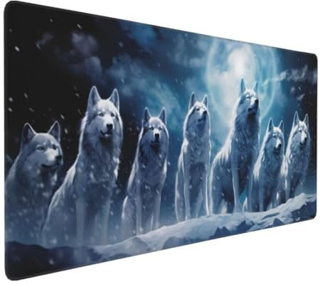 Geheimnisvoll Mauspad XXL Mauspad 600x300 mm Schreibtischunterlage, Wasserdicht Mauspad Wölfe Mousepad XXL, Gaming Mauspad Groß rutschfeste Unterseite, für Gaming Zubehör Zimmer Deko, Geschenk -MU209