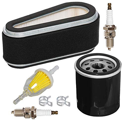 Kurihina Kompatibel mit Luftfilter Vorreiniger Kraftstofffilter Für John Deere F525 F710 260 265 325 Rasentraktoren Kawasaki 11013-1214, mit Ölfilter Zündkerzen Tune Up Kit