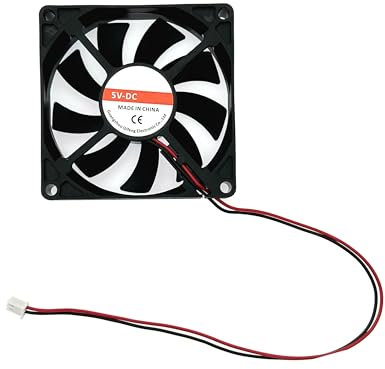 JZK 80x80x15 mm 2pin DC 5V mini silent cooling fan with wires, 8015 small cooling fan 80mm, dual ball bearing 8cm 5V brushless DC fan, 3D printer fan with cable and connector