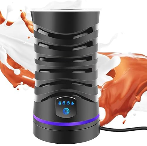 Electric Milk Frother and Warmer, 4 in 1 Electric Milk Frothers, 600ml Large Capacity Milk Steamer Automatic, Silent Operation Milk Heater and Warmer for Coffee, Latte, Cappuccino, Black