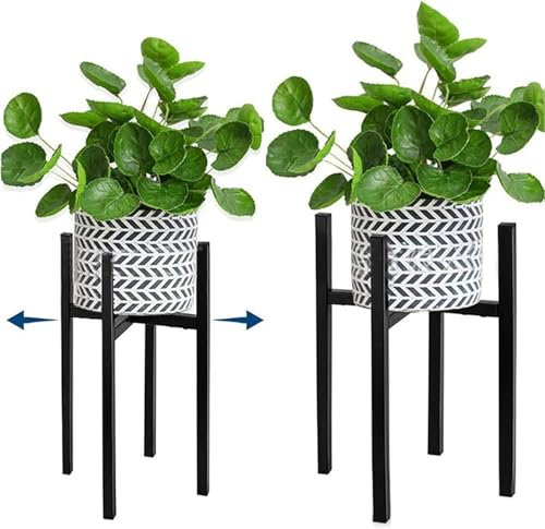 Xaztr Pflanzenständer aus Metall, 20,3 cm – 35,6 cm, verstellbar, moderner Pflanzenständer für drinnen und draußen, Blumentopfständer, Schwarz