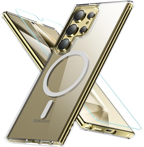 OWKEY Samsung Galaxy S24 Ultra Hülle für Magsafe mit Panzer Glas,[Schutz in Militärqualität] Stoßfest Magnetisch Handyhülle Samsung S24 Ultra Case Dünn Outdoor Cover Schutzhülle S24 Utra 5G 6,8,Clear