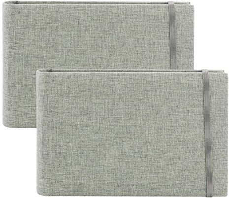 2 Pack Small Photo Albums, 6x4 Slip In Photo Albums 200 Photos Mini Flip Photo Book Album Portable Linen Cover Memory Book with Linen Cover for Baby Wedding Holiday Family Birthday Travel(Grey)