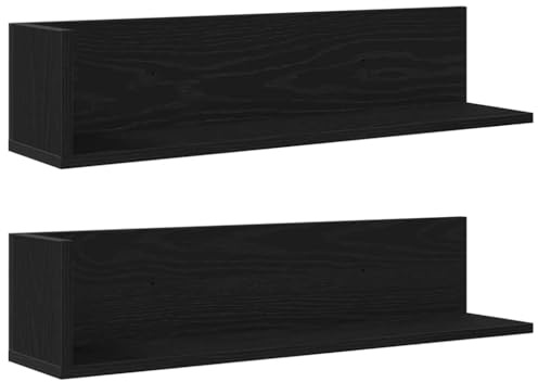 vidaXL Wandregale 2 STK. Schwarz 75x16,5x16,5 cm Holzwerkstoff