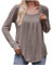 Damen Winter Herbst Langarm Quadratischer Ausschnitt Einfarbig Basic Damen Stretch Shirts Plissee Tunika Tops Casual Loose Fit Bluse Damen Elegant Oversized Tee Shirts, A50_khaki, S