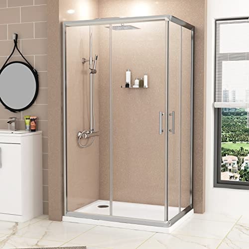 Plaza 1000 x 700mm Corner Entry Shower Enclosure Rectangular 6mm Glass Reversible Cubicle Double Sliding Door