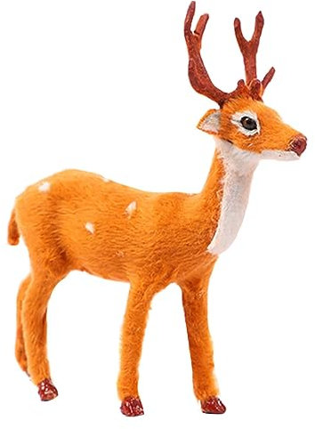 HOLIDYOYO Weihnachtliche Plüsch Rentier Figur Kleine Geweihdeko Für Tisch Fensterladen Wohnzimmer Festliche Wohnaccessoires