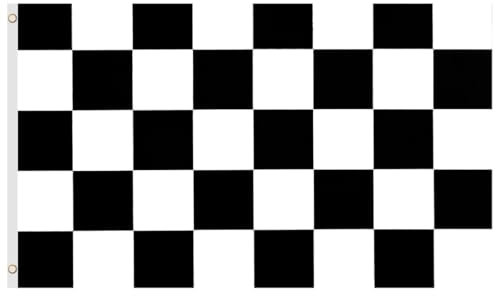 Second Ave Drapeau à carreaux noir et blanc 1,5 x 0,9 m Grand avec œillets en laiton F1 Formule 1 Ligne d'arrivée de voiture de course