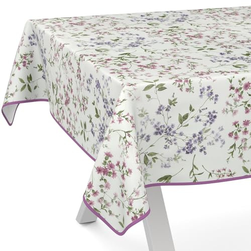 ANRO Wachstuchtischdecke Wachstischdecke Wachstuch Tischdecke abwaschbar Gartentischdecke Blümchen 240x140cm mit Saum (Eingefasst)