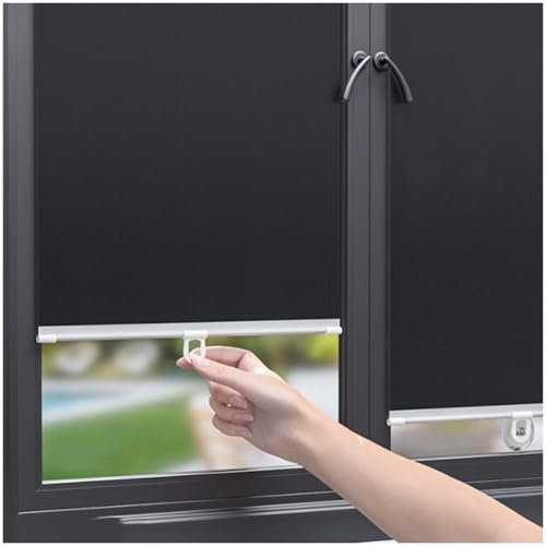 Estores enrollables opacos, estores enrollables para parasoles, estores enrollables para Ventanas con ventosas, estores Protectores solares, Cortinas Opacas, sin taladrar, negro-35 x 125 cm/
