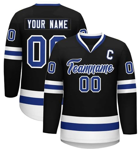 KONG JIMFAN Personalisiertes Eishockey Trikot,Hockey Kostüm für Erwachsene Unisex Locker Atmungsaktiv Eishockey Trikots mit Eigenem Namen Nummer Logo & Teamname,Sporttrikot für Fans