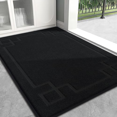 BEQHAUSE Door Matts Indoor, 80 × 120 cm, TPR Non-slip Backing, Black