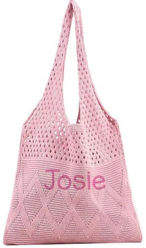 HERSTL Personalized Raffia Beach Tote Bag, Custom Monogram Bridesmaid Gifts Straw Bag, Bachelorette Party Favor Bag, Mothers Day Gift(Pink)