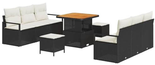 vidaXL Gartensofa-Set 9 STK. Schwarz Poly-Rattan