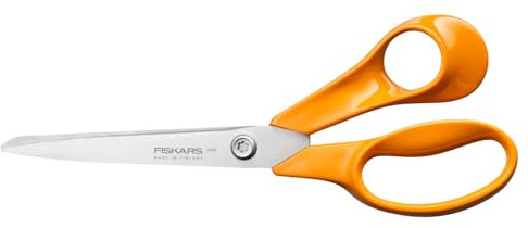 Fiskars Classic Universal-Küchenschere, Rechtshändig, Gesamtlänge: 21 cm, Verbesserte Torx-Schraube und ergonomischerer Griff, Nachhaltige Verpackung, Qualitätsstahl/Kunststoff, Orange, 1075031