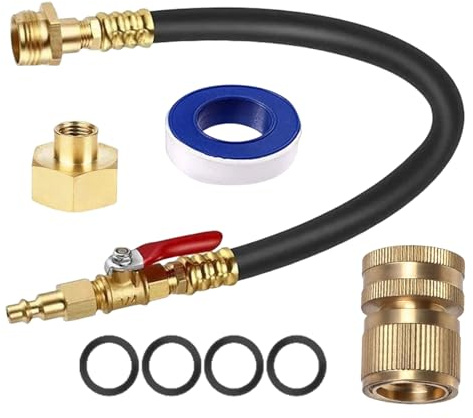Generisch Winterfestmachungsset,Verbindungsstück 43 cm Schlauch mit Absperrventil - Ausblas-Adapter 8-Teilig,Für Marine Wintergarten Bewässerung sowie Anhänger Boot Sprinkler und Anhänger